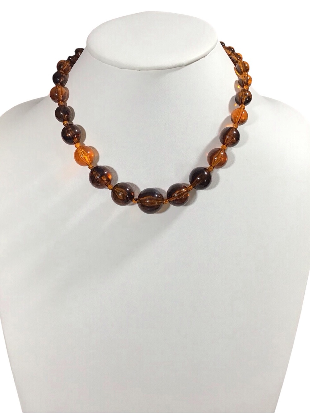 Amber Acrylic Bead Necklace Golden Brown Fashion Jewelry